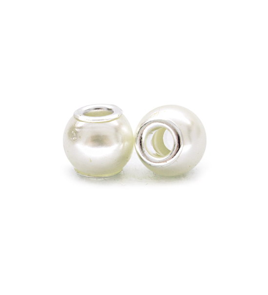Large hole beads, pastel (2 pieces) 10x12 mm - Ivory